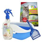 Fancy Pets. Kit Inicial Para Gatos con Arena, Arenero, Pala y Neutralizador de Olores