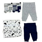 Kit 5 Piezas Beb&eacute; Ni&ntilde;a Onesies Pantalones, Calcetines Y Cobija Multicolor OP2215HK