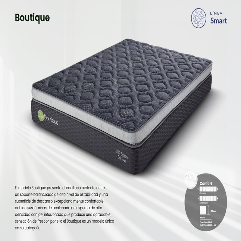 Colch&oacute;n Lester Boutique Tama&ntilde;o Queen Size - L&iacute;n... image number null