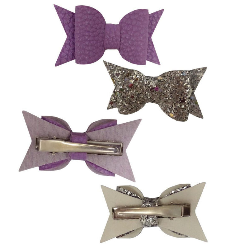 Mini Mo&ntilde;os Para Cabello Lavanda Gris Glitter 2 ... image number null