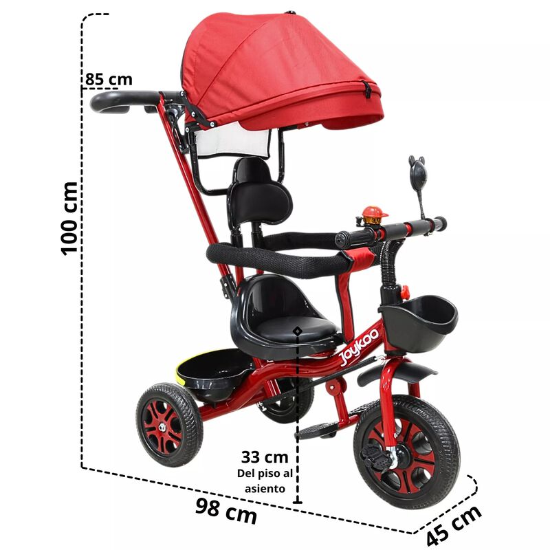 Triciclo Infantil Toldo Protector Bast&oacute;n Dirigi... image number null