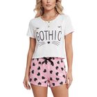 Pijama De Mujer De Dos Piezas Pij-051-3 Malabis Dise&ntilde;o 2 Set Playera Y Short