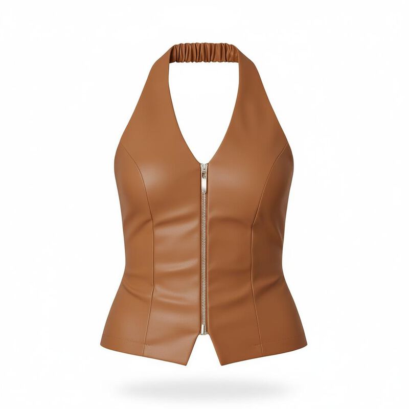 Blusa vinipiel con cierre image number null