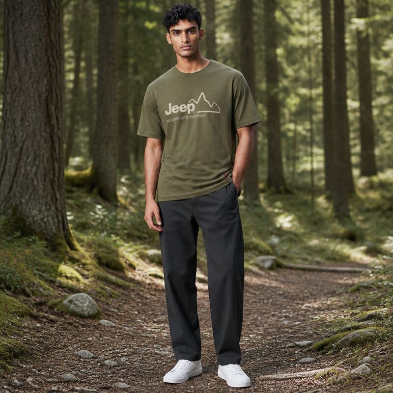 Playera Jeep Hombre Manga Corta Gris Olivo Casu... image number null
