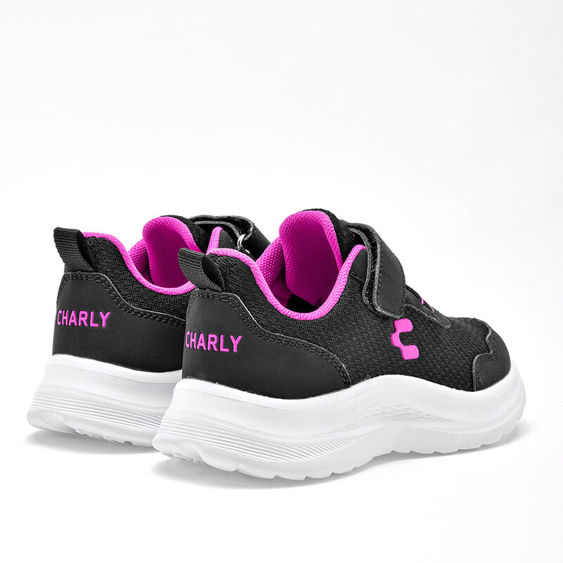 Charly Tenis urbano para ni&ntilde;a negro fucsia, imp... image number null