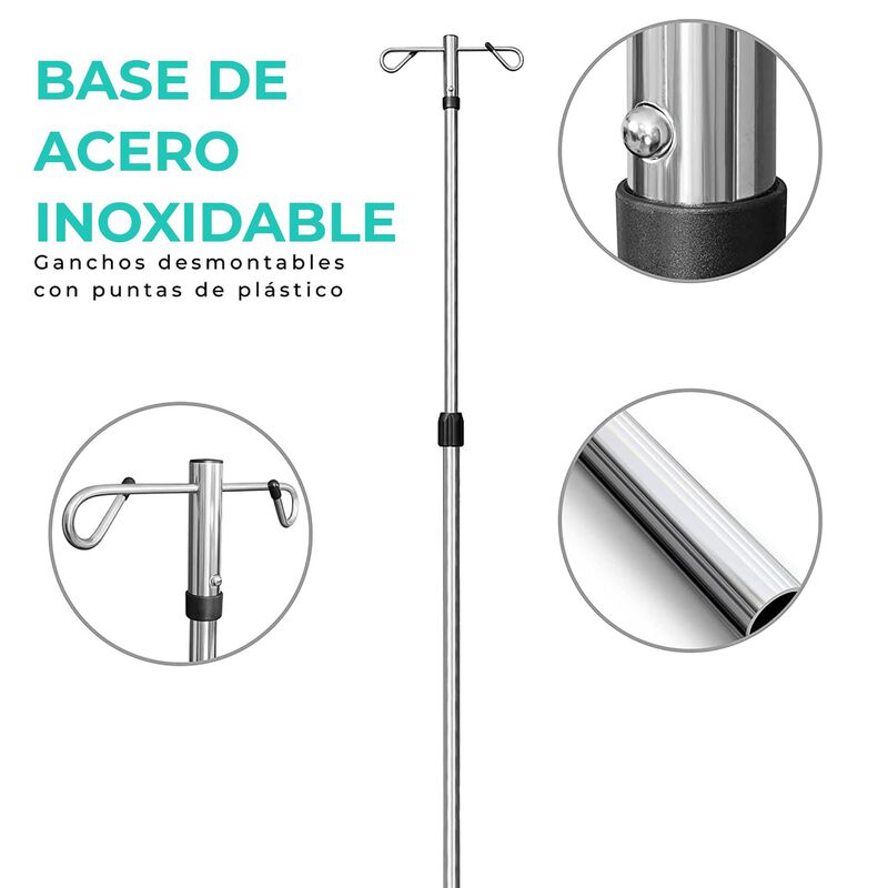 Porta Sueros Altura Ajustable (2 Ganchos, 5 Pat... image number null