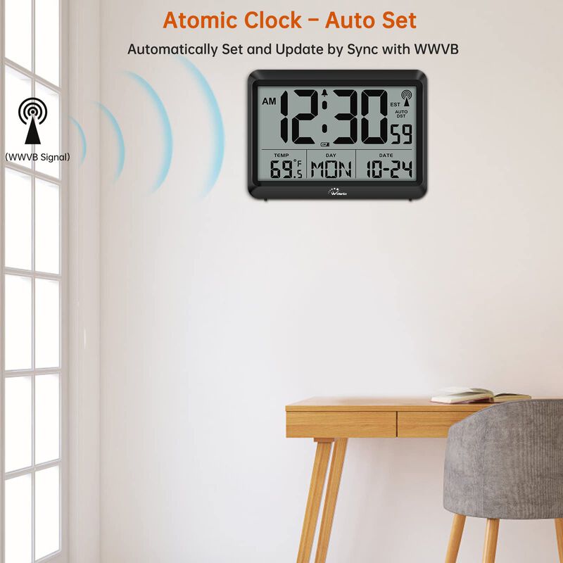 Reloj De Pared Digital Atomic Wallarge, Autoaju... image number null