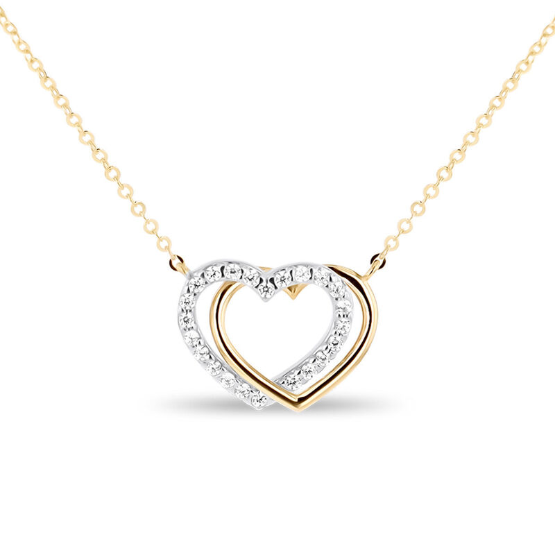 Gargantilla Coraz&oacute;n Bicolor 10k Con Zirconias (... image number null
