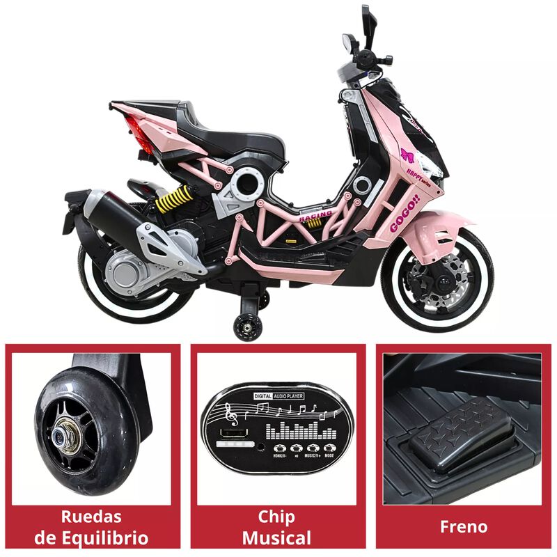 Motocicleta El&eacute;ctrica Montable Para Ni&ntilde;os Luces... image number null