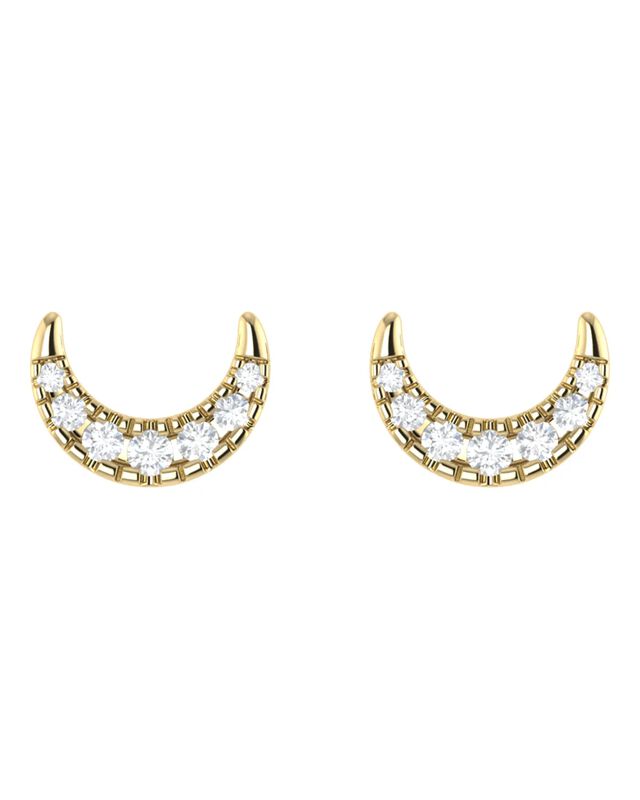 Broqueles De Luna De Oro Amarillo 14k Con 6pts ... image number null