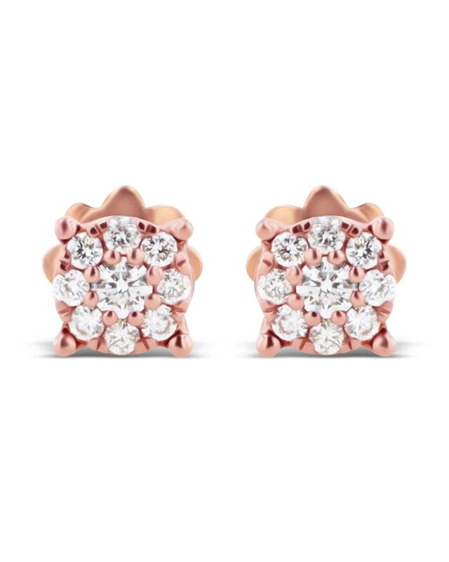 Broqueles De Oro Rosa 14k Con 14pts De Diamante image number null