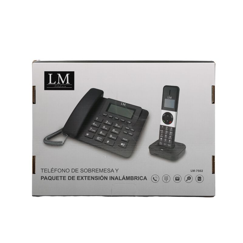 Set de tel&eacute;fonos inal&aacute;mbrico y al&aacute;mbrico LM-750... image number null