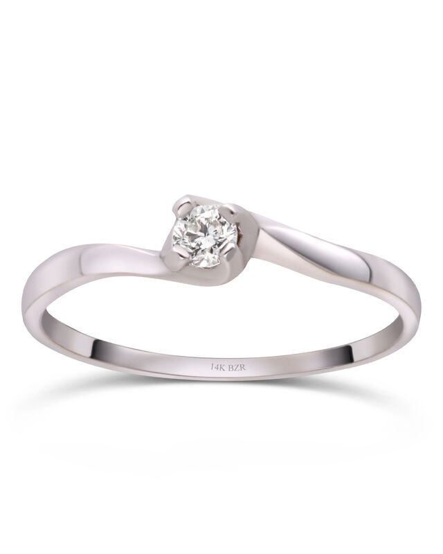 Solitario En Oro 14k Blanco Con Un Brillante De... image number null