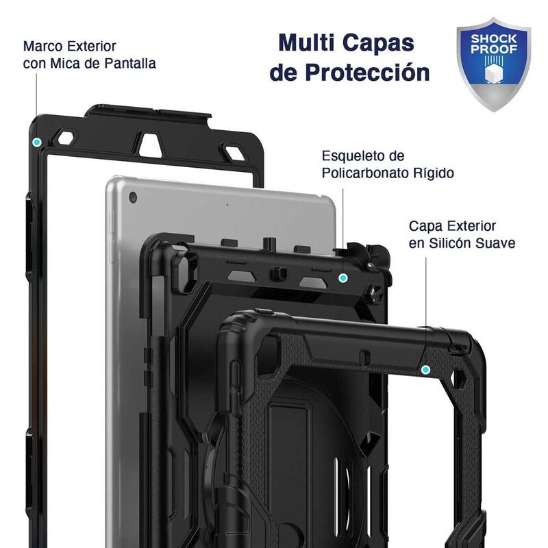 Funda TEKKU StrapB uso rudo para iPad 9 iPad 8 ... image number null