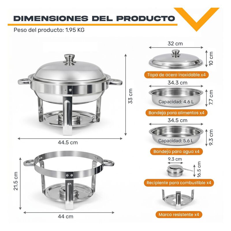 Bufetera Redonda 7.5l Kit 4pz Cacerola Vapor Ac... image number null