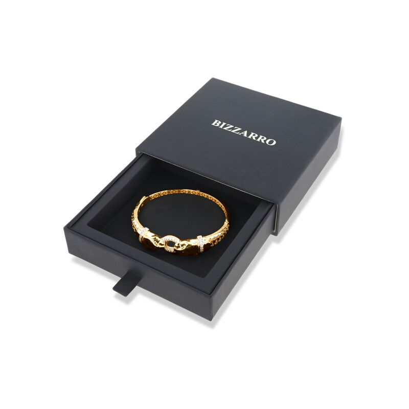 Pulsera De Jaguar De Oro Amarillo Con Blanco 14... image number null