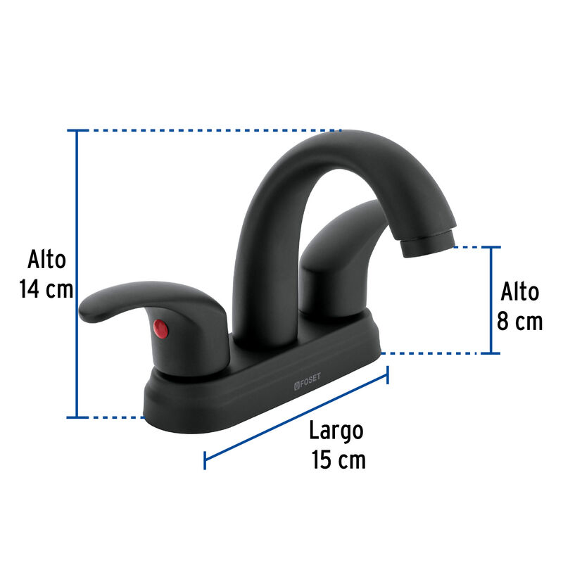 Mezcladora Negro Mate 4' P/Lavabo Nariz Curva P... image number null