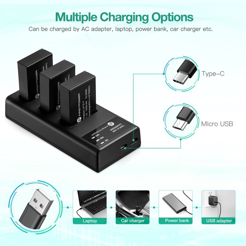 Bater&iacute;a Y Cargador Firstpower Lp-e17 Para Canon... image number null