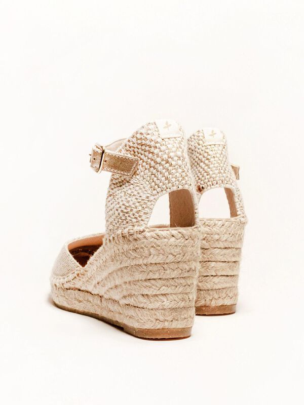 Alpargata Dalia Cu&ntilde;a Media Lino Metal Oro image number null