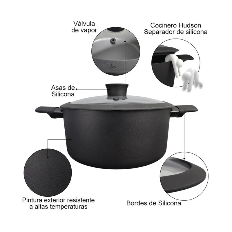 Bater&iacute;a Cocina HUDSON Aluminio Negra Antiadhere... image number null