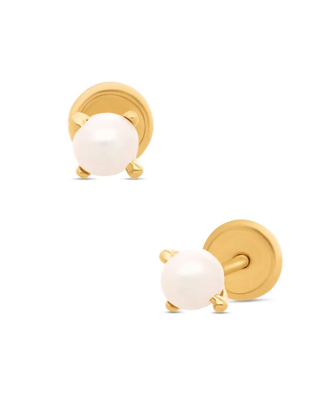 Broqueles De Oro Amarillo 14k Con Perla (3 Mm) image number null