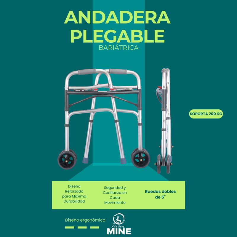 Andadera Bari&aacute;trica Soporta 200 KG Con Llantas ... image number null