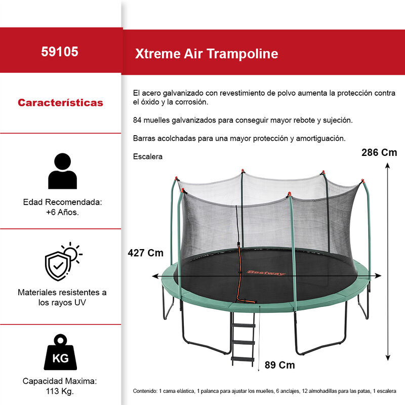 Trampolp&iacute;n Bestway Xtreme Air C/red Tumbling 4.... image number null