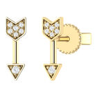 Broqueles Flecha Oro 14k Con 5 Pts. De Diamante Suraj-103-a