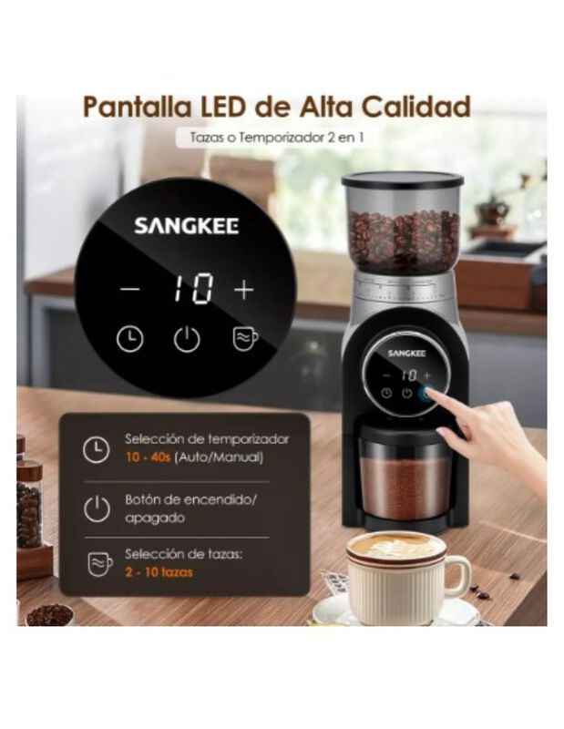 Molino De Caf&eacute; El&eacute;ctrico  30 Ajustes Para Espre... image number null