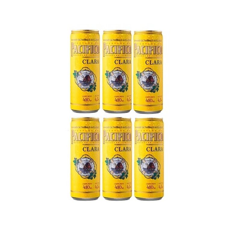 Pacifico Cerveza Clara Laton Six Pack 410 ml image number null