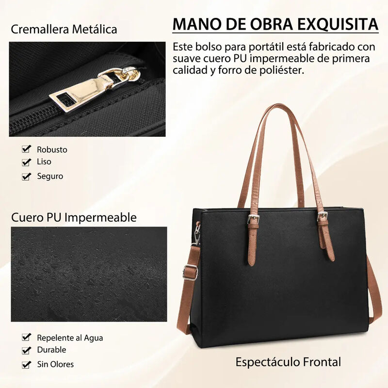Bolso Tote Impermeable Negro Para Computadora image number null
