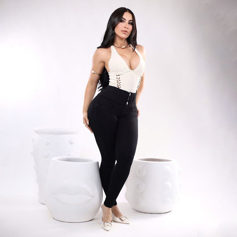 Jeans Negros El&aacute;stico Super Skinny Mujer Tiro A... image number null