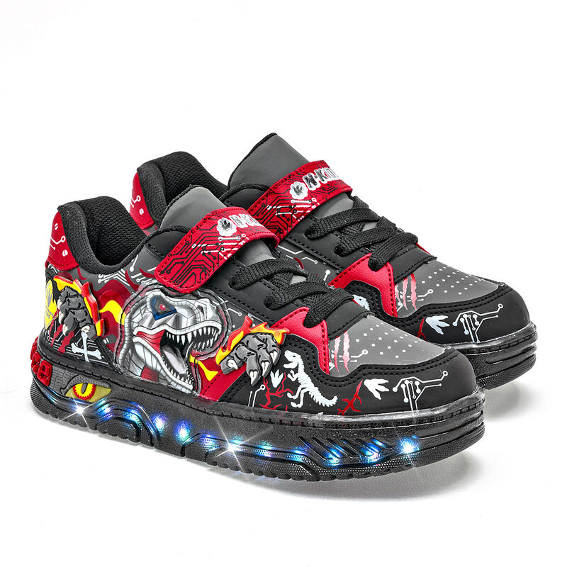 On Kids Tenis urbano para ni&ntilde;o. Negro gris rojo... image number null