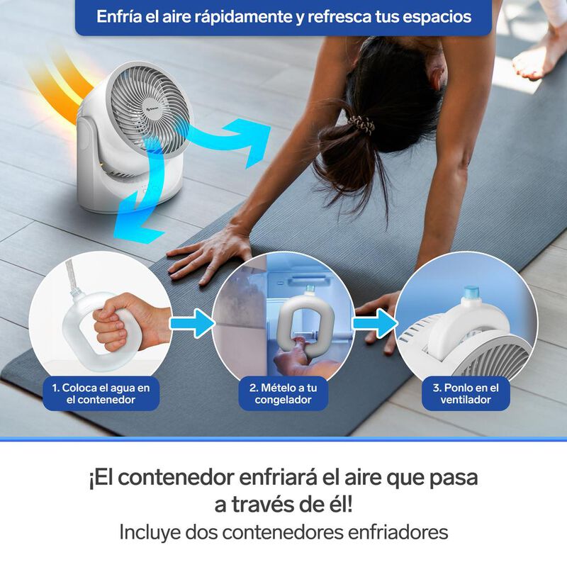 Ventilador con enfriador de aire y luz LED, par... image number null