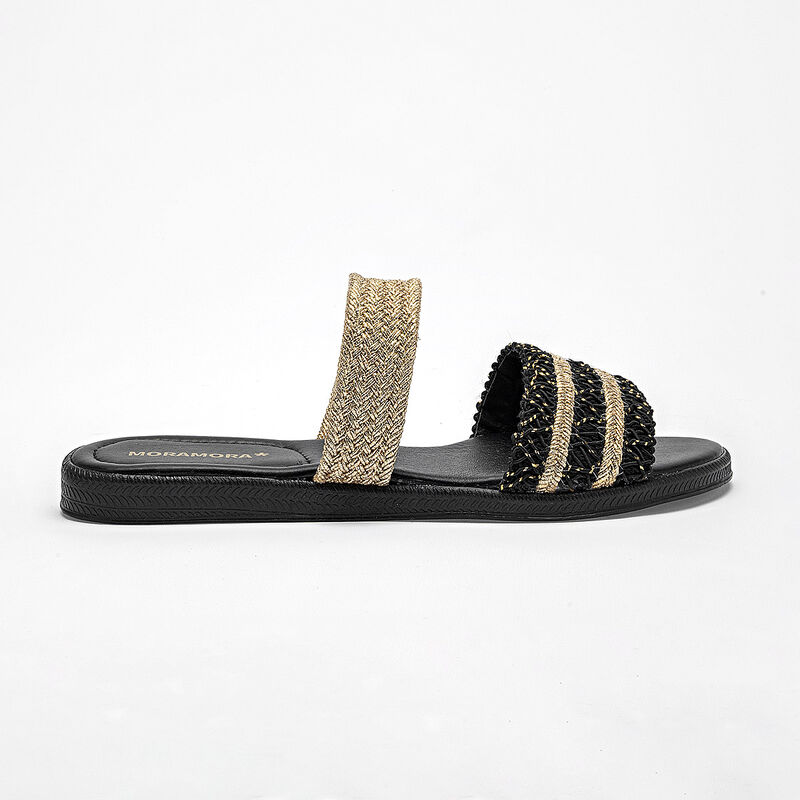 Moramora sandalia piso para mujer negro dorado ... image number null