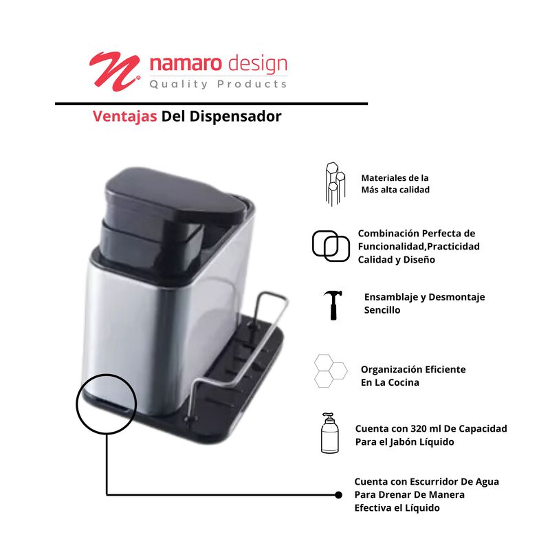 Dispensador De Jab&oacute;n L&iacute;quido Con Porta Esponja/... image number null