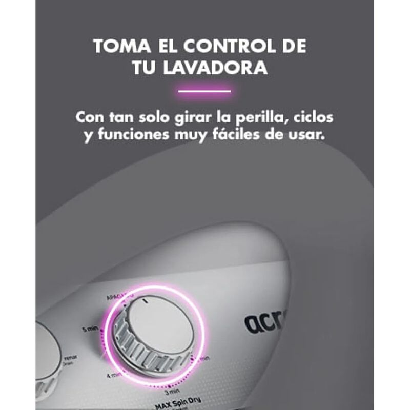 Lavadora Semiautom&aacute;tica Acros Dos tinas MaxSpin... image number null