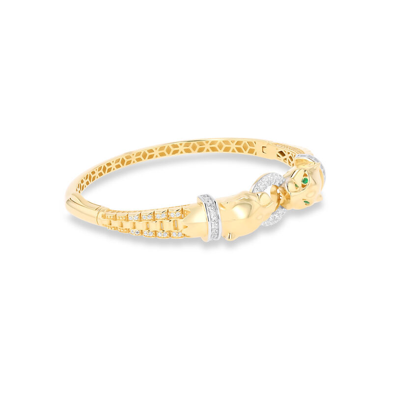 Pulsera De Jaguar De Oro Amarillo Con Blanco 14... image number null