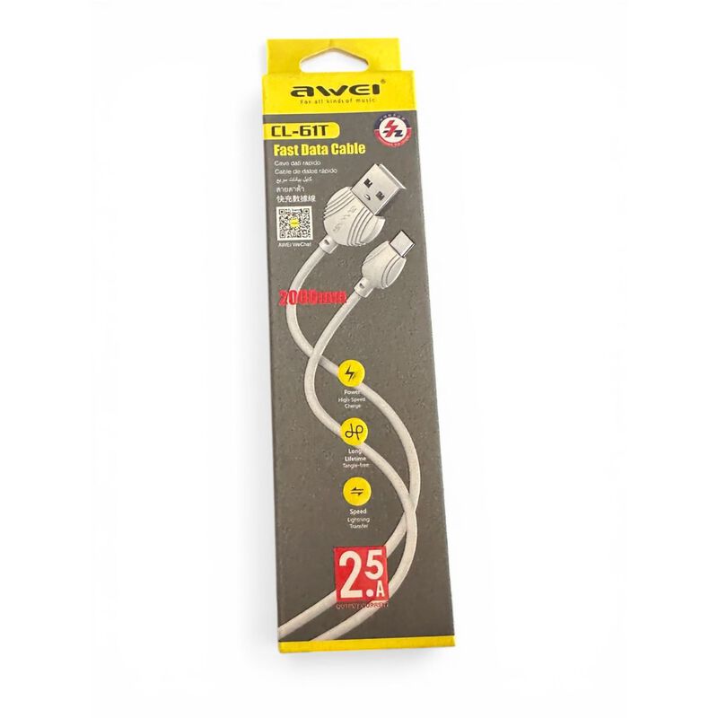 Awei Cl-61t Cable De Carga Tipo C (blanco) image number null