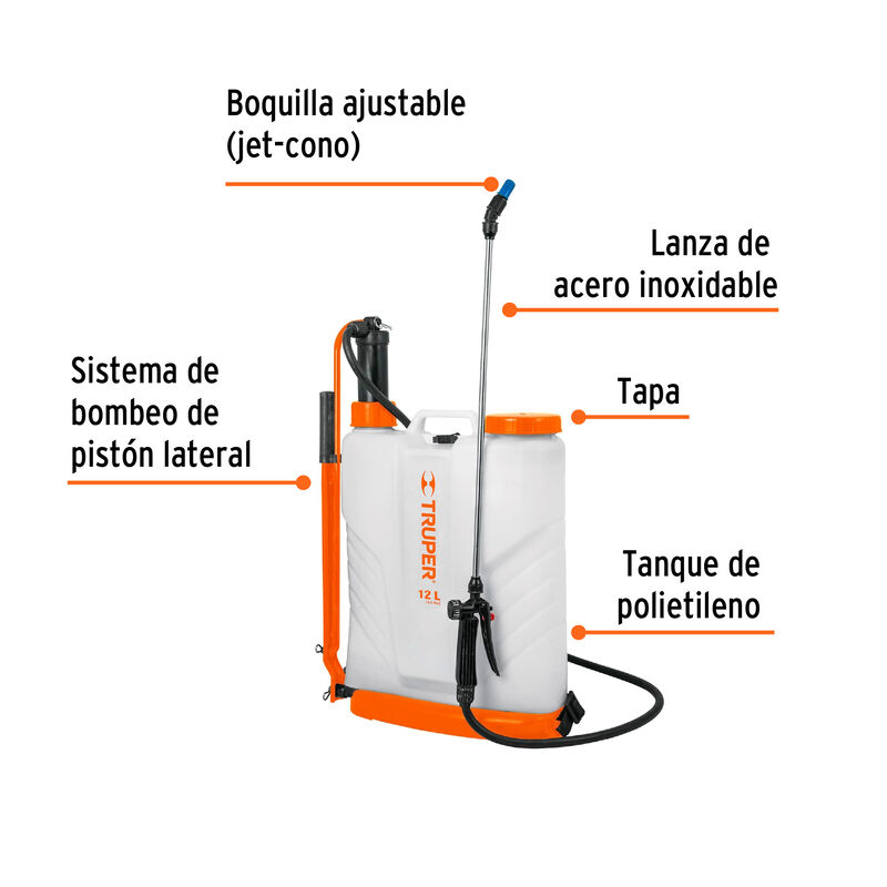 Fumigador de 12 L Manual de Mochila Truper image number null