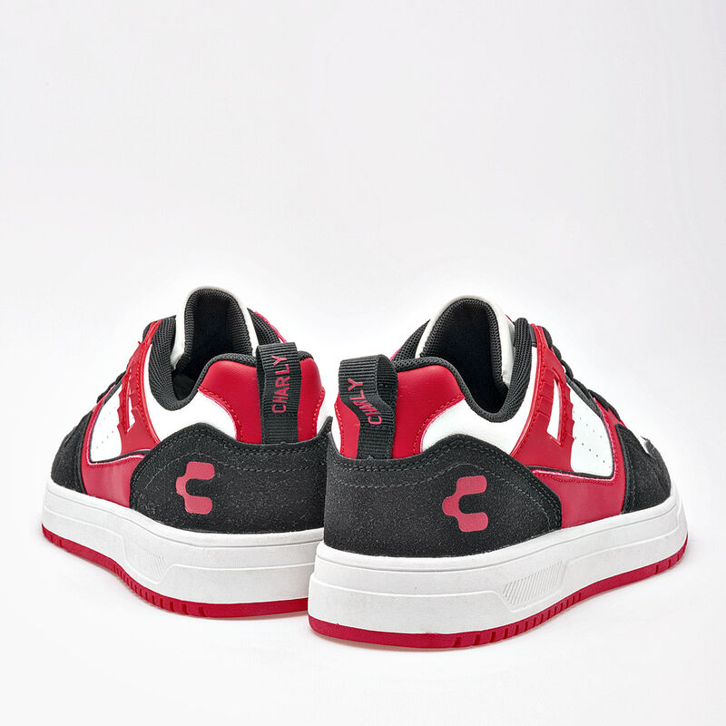 Charly Tenis Urbanos Para Ni&ntilde;o Blanco Negro Roj... image number null