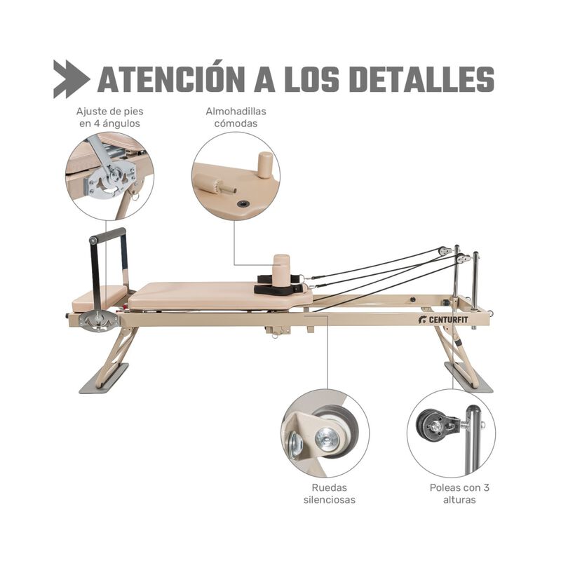 Cama Pilates Reformer Color Beige Yoga Plegable... image number null