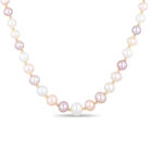 Collar De Oro Amarillo 14k Con Perlas Multicolor (46cm)