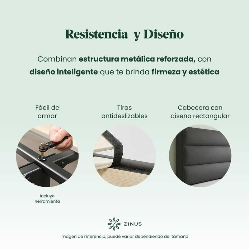 Zinus Piper|base De Cama Matrimonial Con Cabece... image number null