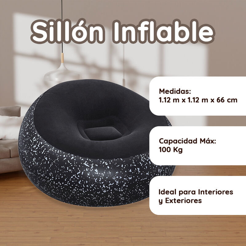 Sill&oacute;n inflable Puff Bestway negro aterciopelad... image number null