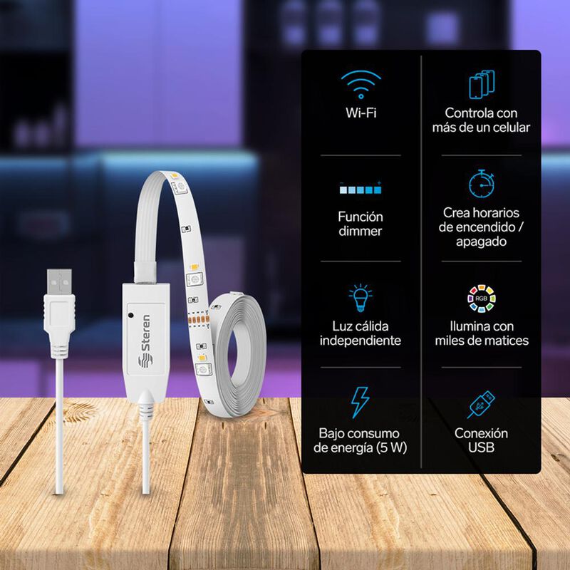 Tira LED Wi-Fi* multicolor RGB+W de 2 m SHOME-1... image number null