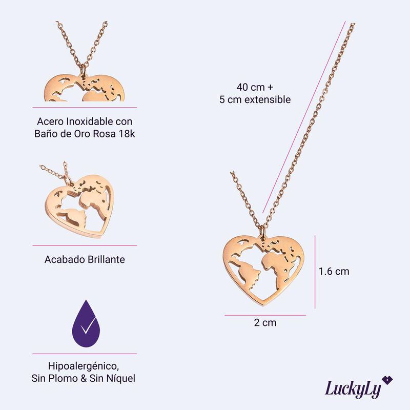 Collar Mujer Coraz&oacute;n Acero Inoxidable, Regalos ... image number null