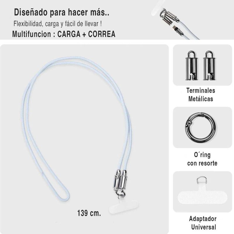 Cable Datos Correa Mybat 2en1 Az Usb-c A Usb-c ... image number null