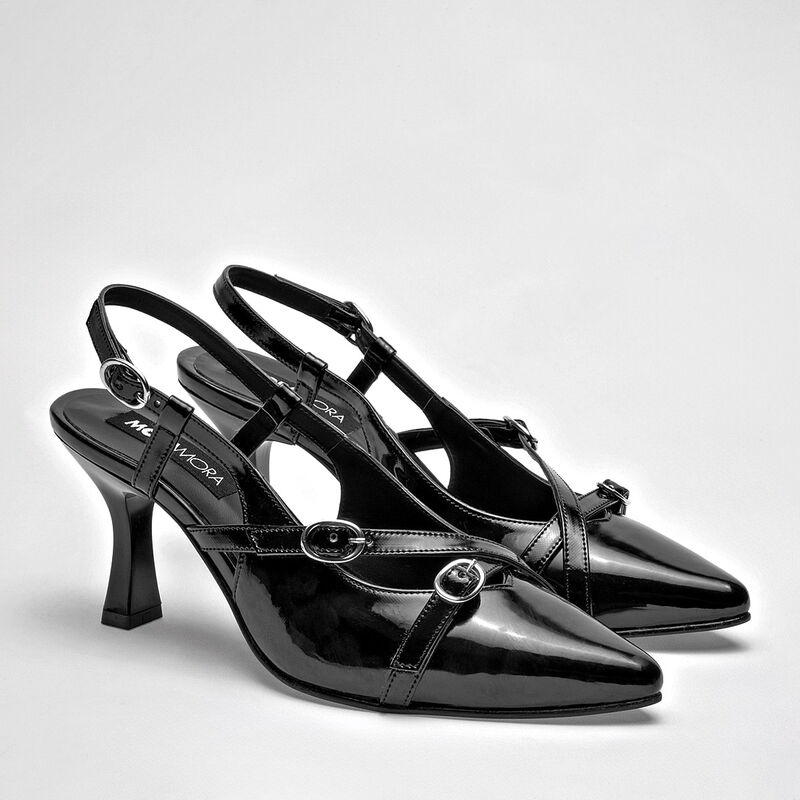 Moramora Zapatilla para mujer negro charol image number null