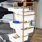 Carrito Organizador Multiusos  Blanco / Dorado 6 Cajones Para Cocina